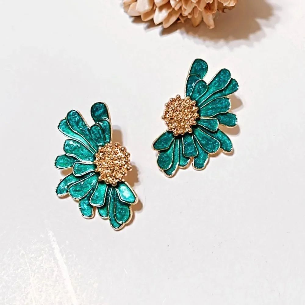 Flower statement earrings M249 - Picture 3 of 5